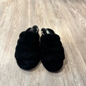 UGG Black Furry Slides